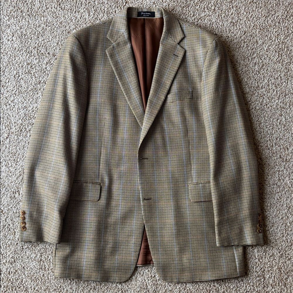 John W. Nordstrom Loro Piana Pure Cashmere Houndstooth Check Sport Coat 44 L
